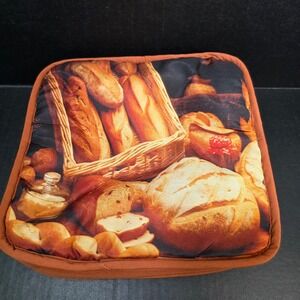 Camerons Products Bread Roll Warmer Pouch 10" Brown Orange Bread Print Insulated